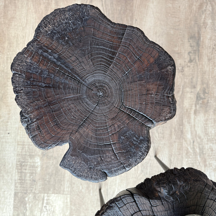 Pair of small burr walnut side tables