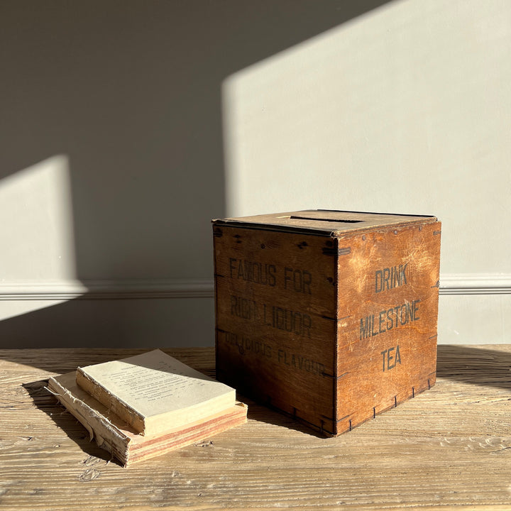 Vintage Wooden Tea Caddy Box