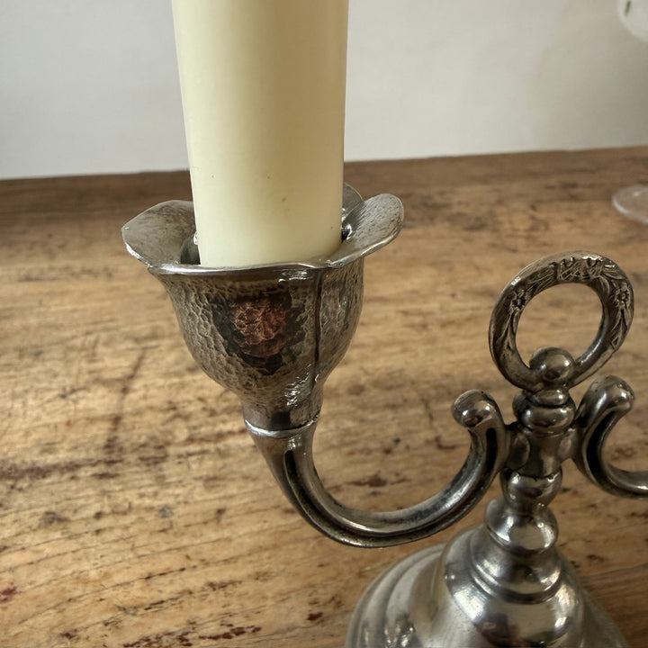French Pewter Two-Arm Candelabra