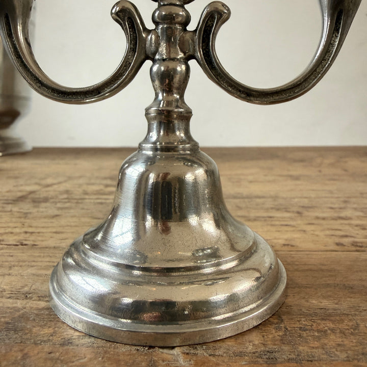 French Pewter Two-Arm Candelabra