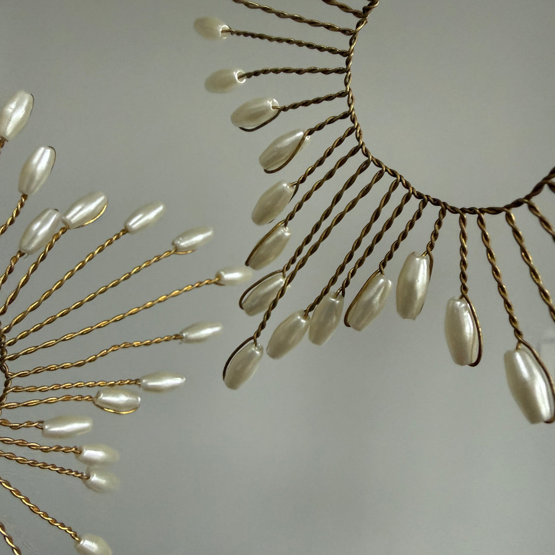 Gold Pearl Beaded Star Christmas Decoration