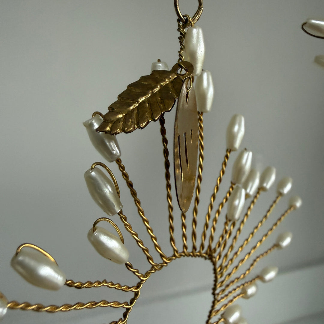 Gold Pearl Beaded Star Christmas Decoration