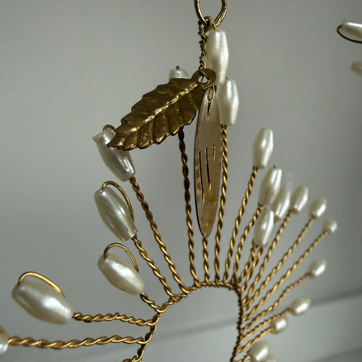 Gold Pearl Beaded Star Christmas Decoration