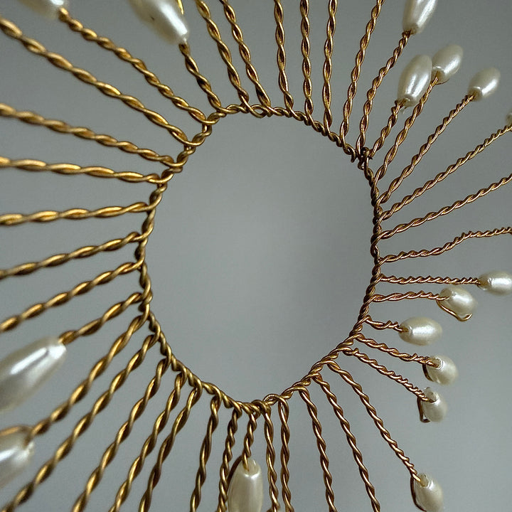 Gold Pearl Beaded Star Christmas Decoration