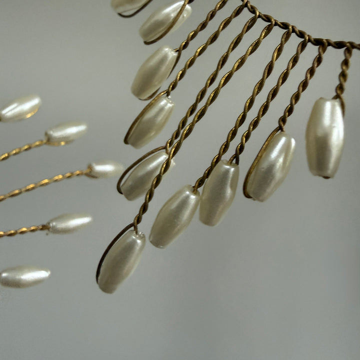 Gold Pearl Beaded Star Christmas Decoration