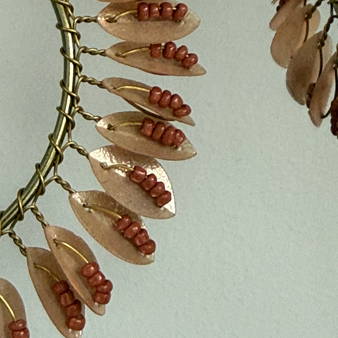 Gold Beaded Leaf Wreath Christmas Decoration