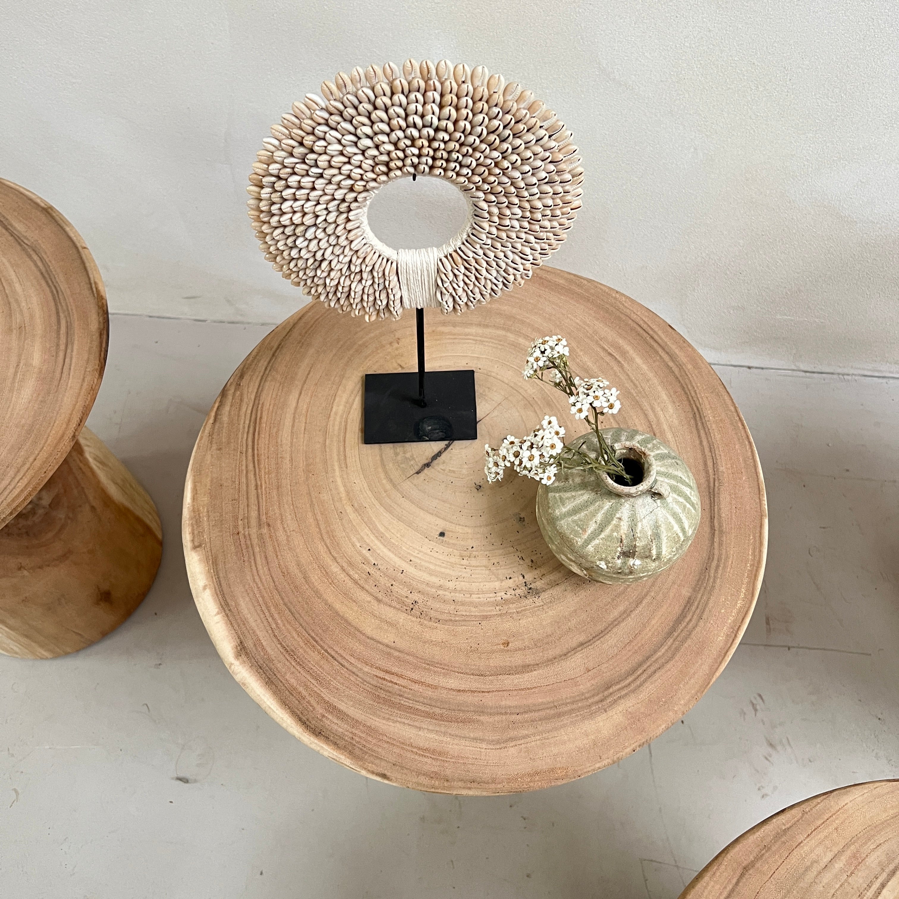 Round natural wood side table hotsell