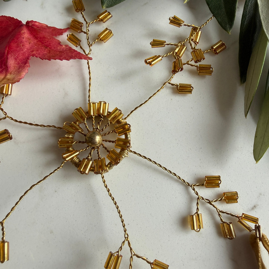 Gold Beaded Snowflake Christmas Decoration