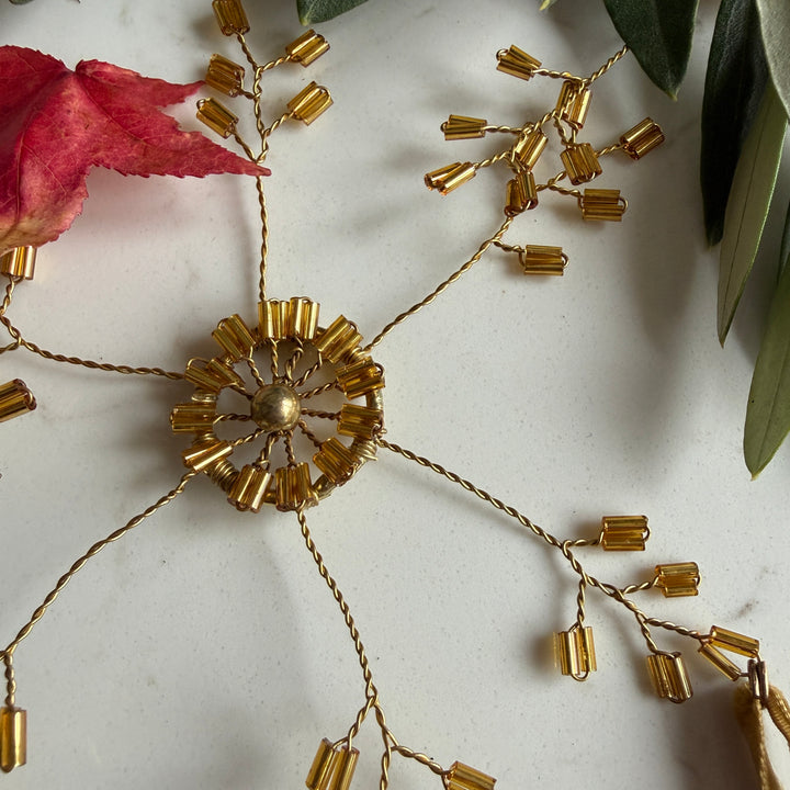 Gold Beaded Snowflake Christmas Decoration