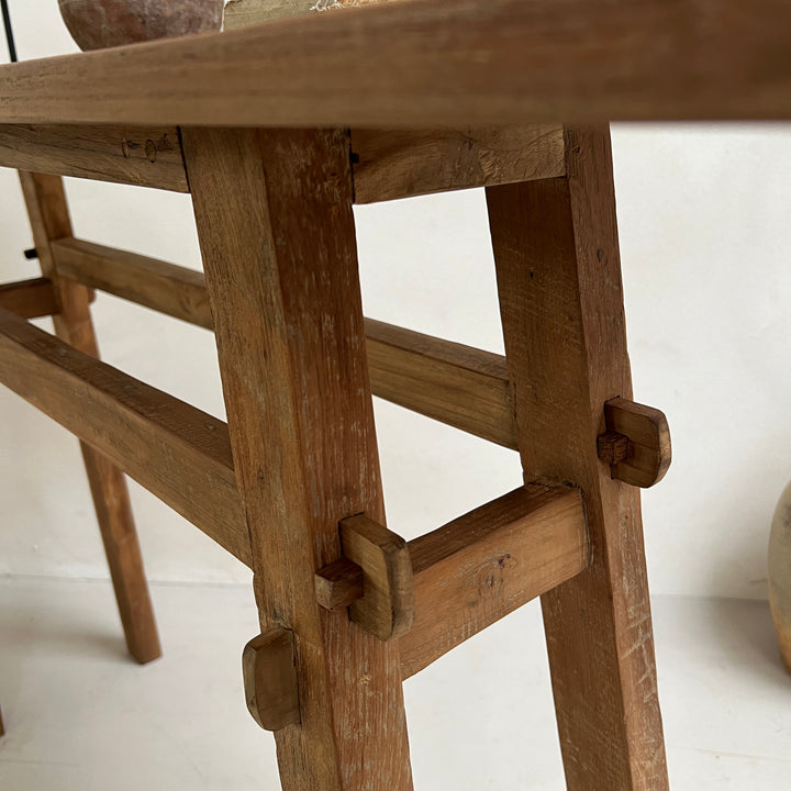 Reclaimed dark wood rustic console table 120x30cm