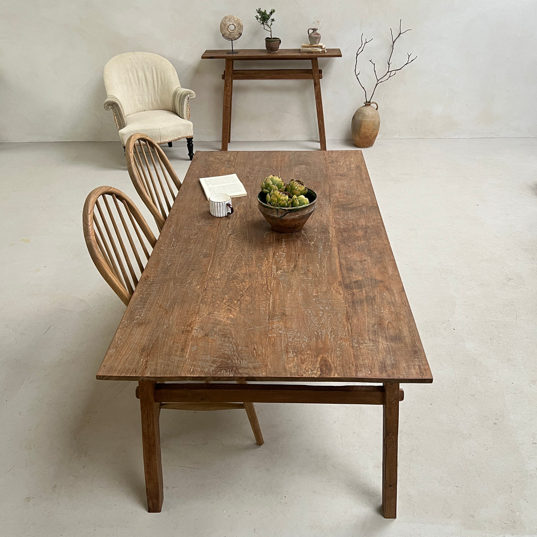 Reclaimed dark wood dining table 180cm x 90cm