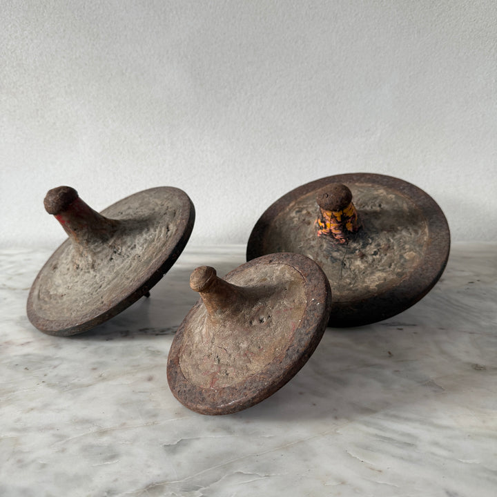 Antique natural spinning tops