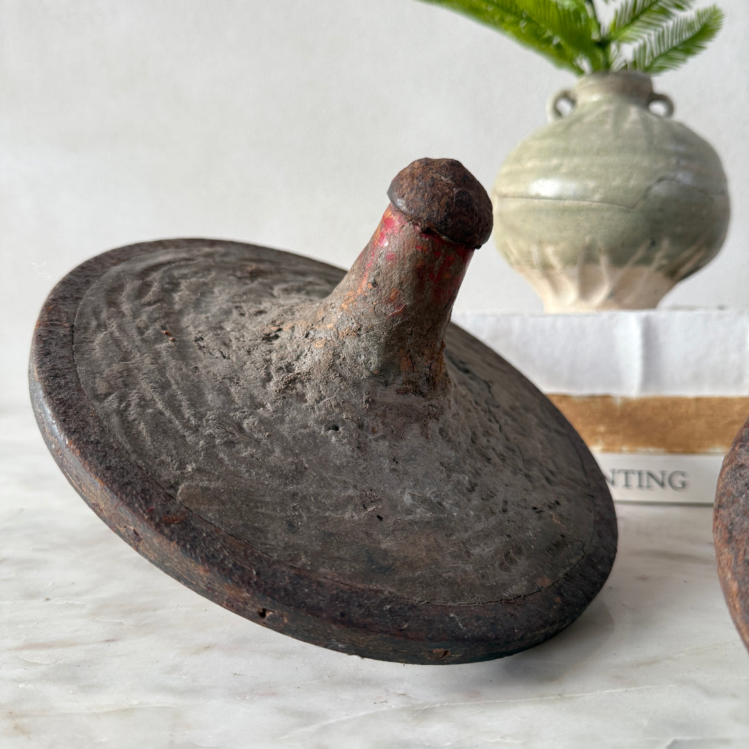 Antique natural spinning tops