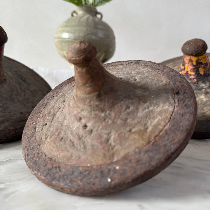 Antique natural spinning tops