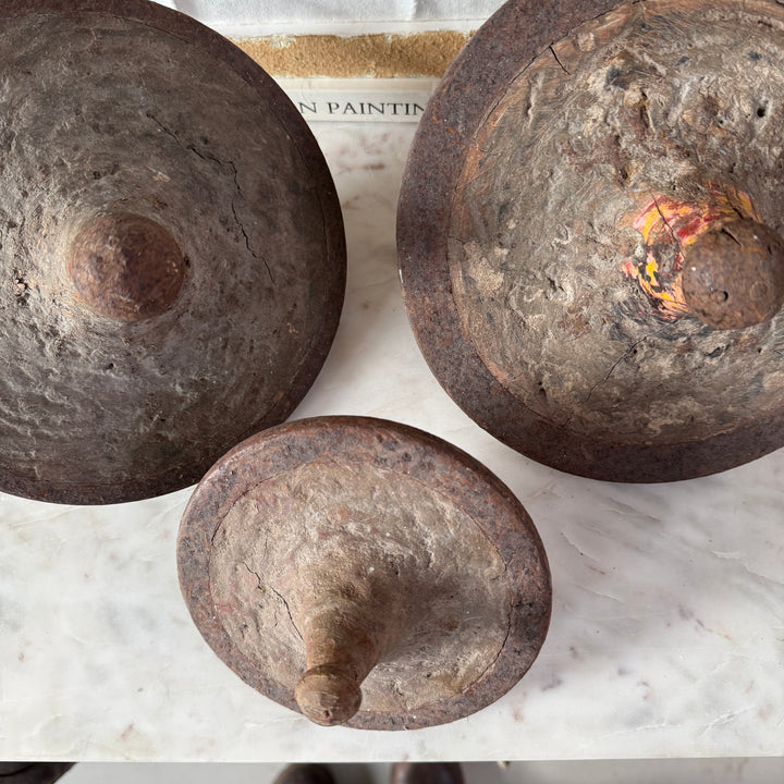 Antique natural spinning tops