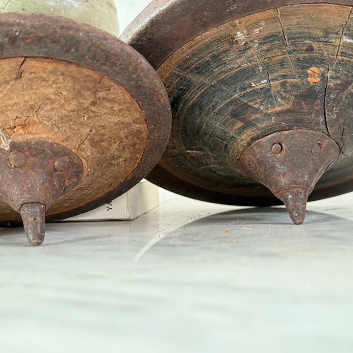 Antique natural spinning tops