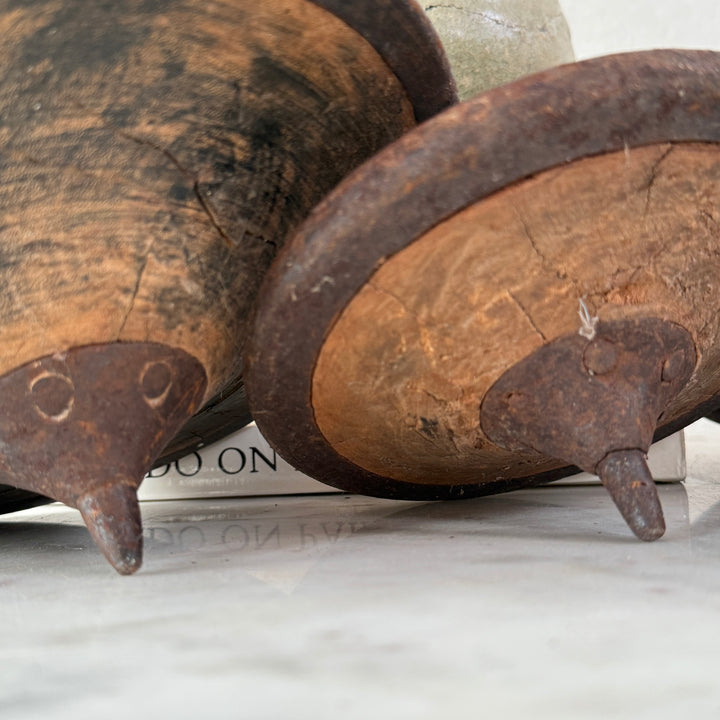 Antique natural spinning tops