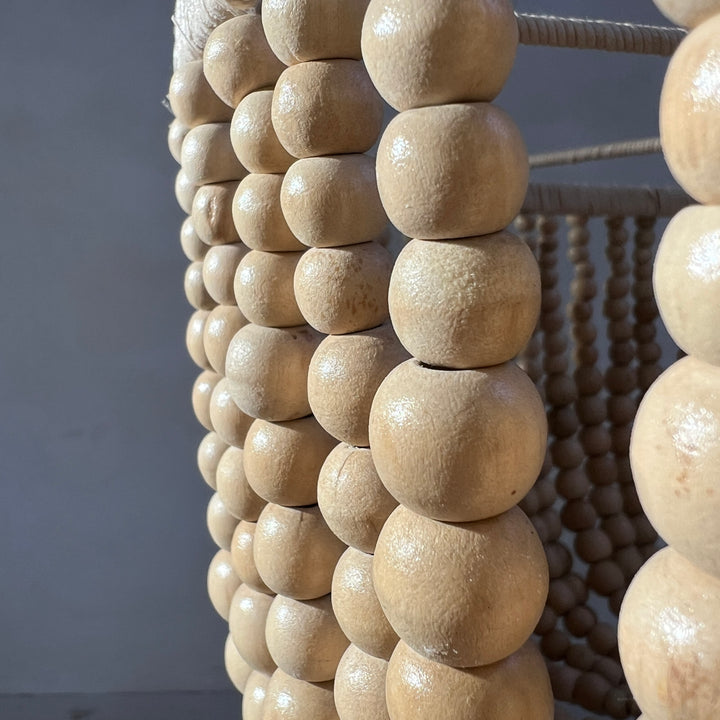 Wooden bead chandelier natural