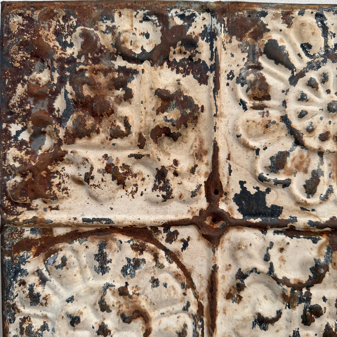 Vintage Reclaimed Tin Tile Wall Panel 30x30cm