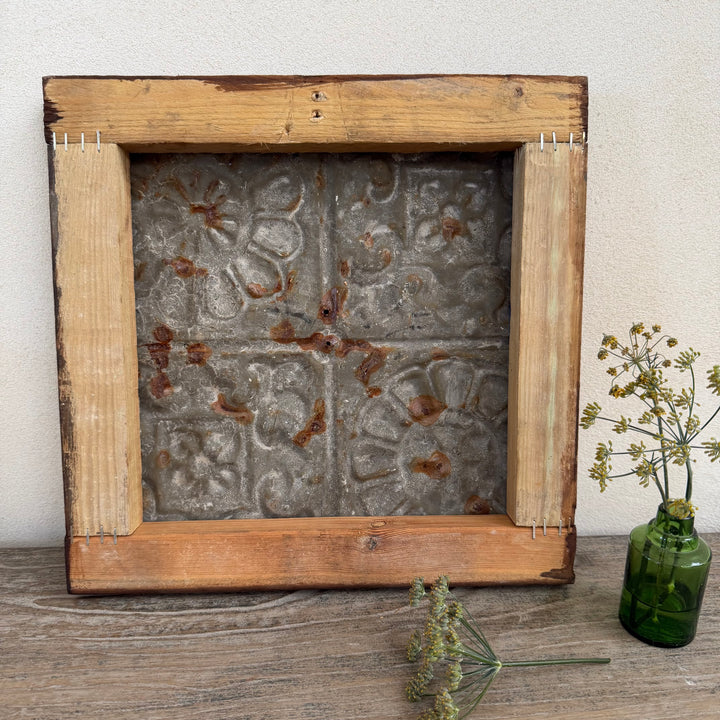 Vintage Reclaimed Tin Tile Wall Panel 30x30cm