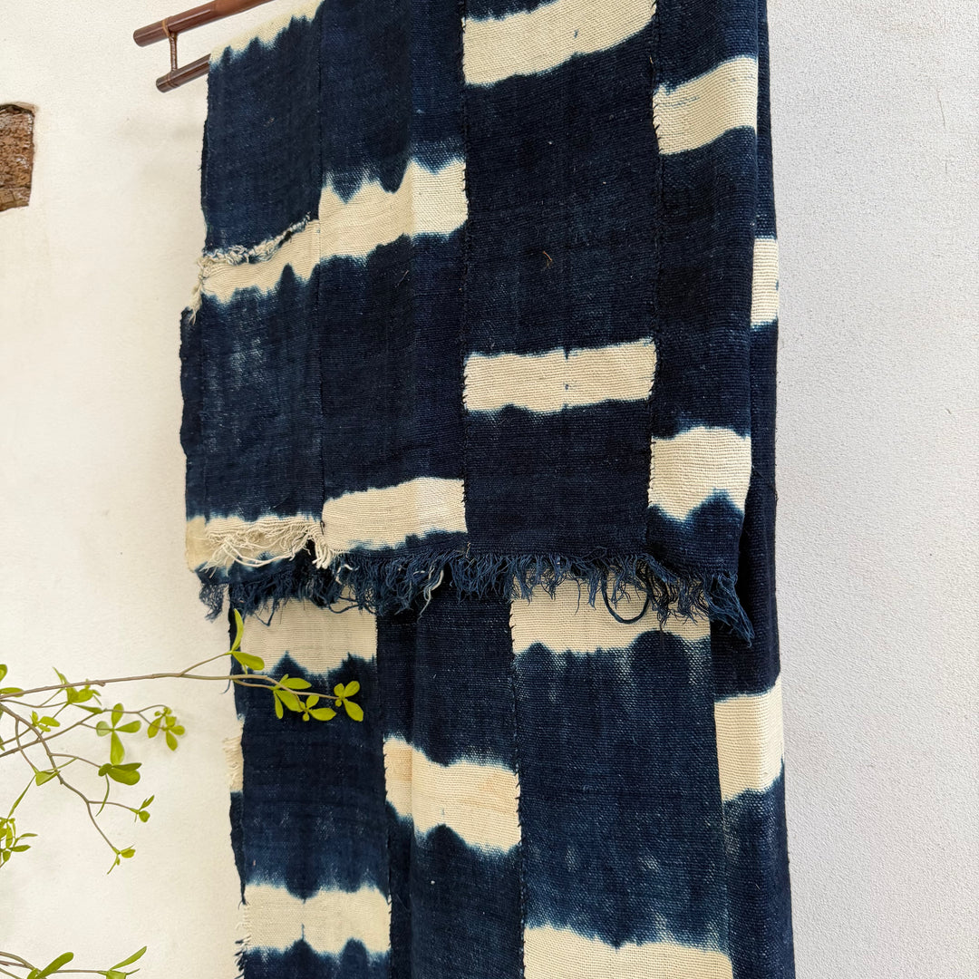 Antique Bamileke Cloth on Bamboo Artisan Hanger