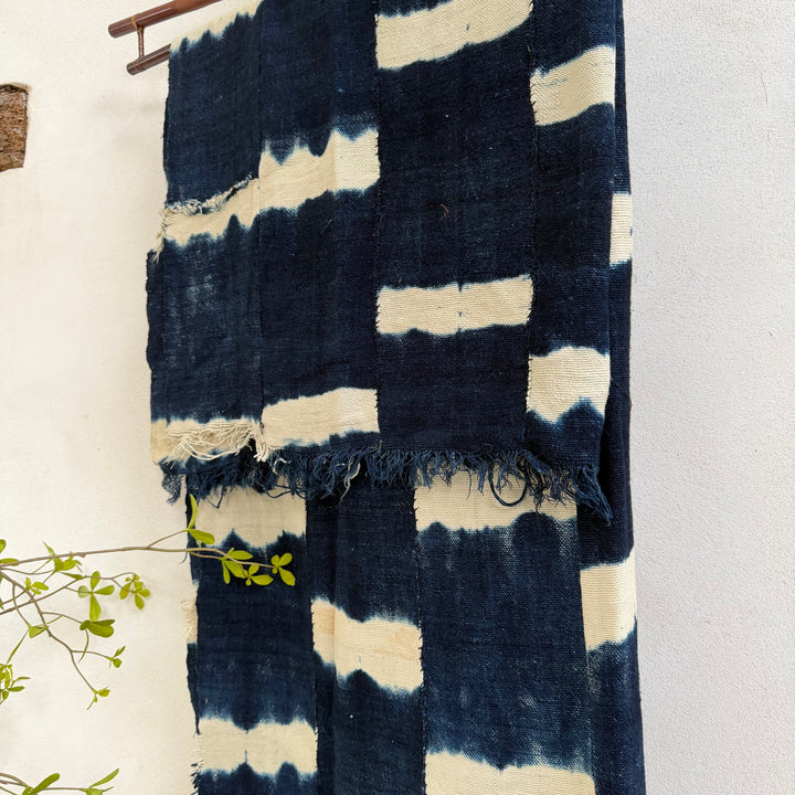 Antique Bamileke Cloth on Bamboo Artisan Hanger