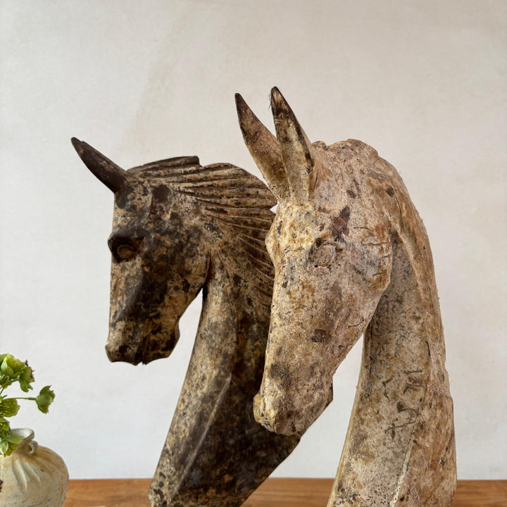 Rustic Wooden Chess Horse Statue