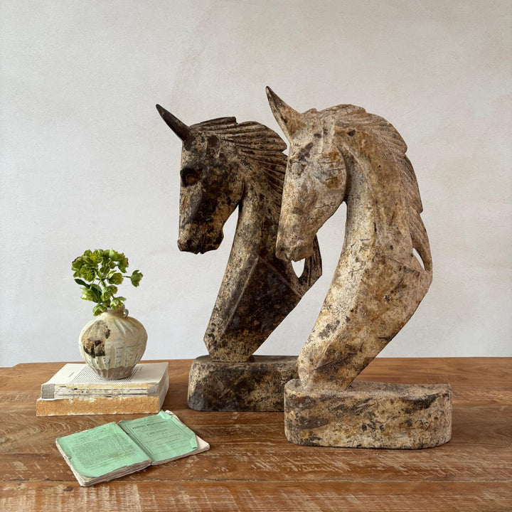 Rustic Wooden Chess Horse Statue