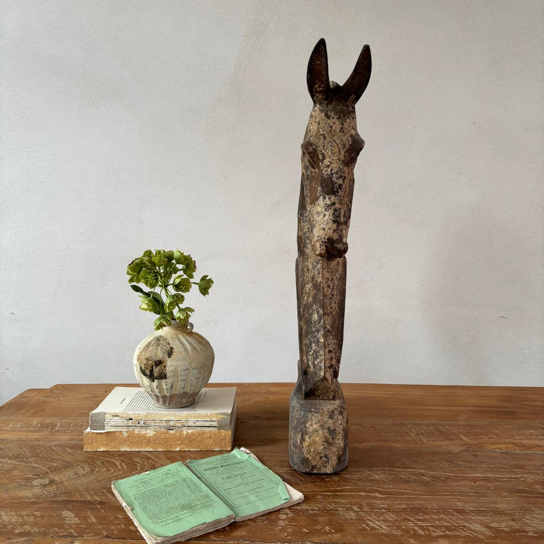 Rustic Wooden Chess Horse Statue