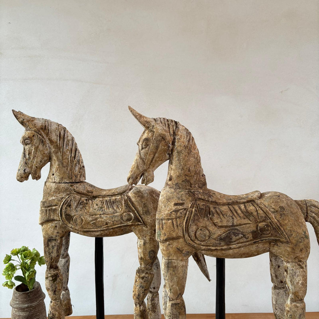 Rustic Wooden Horse On Stand