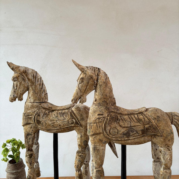 Rustic Wooden Horse On Stand