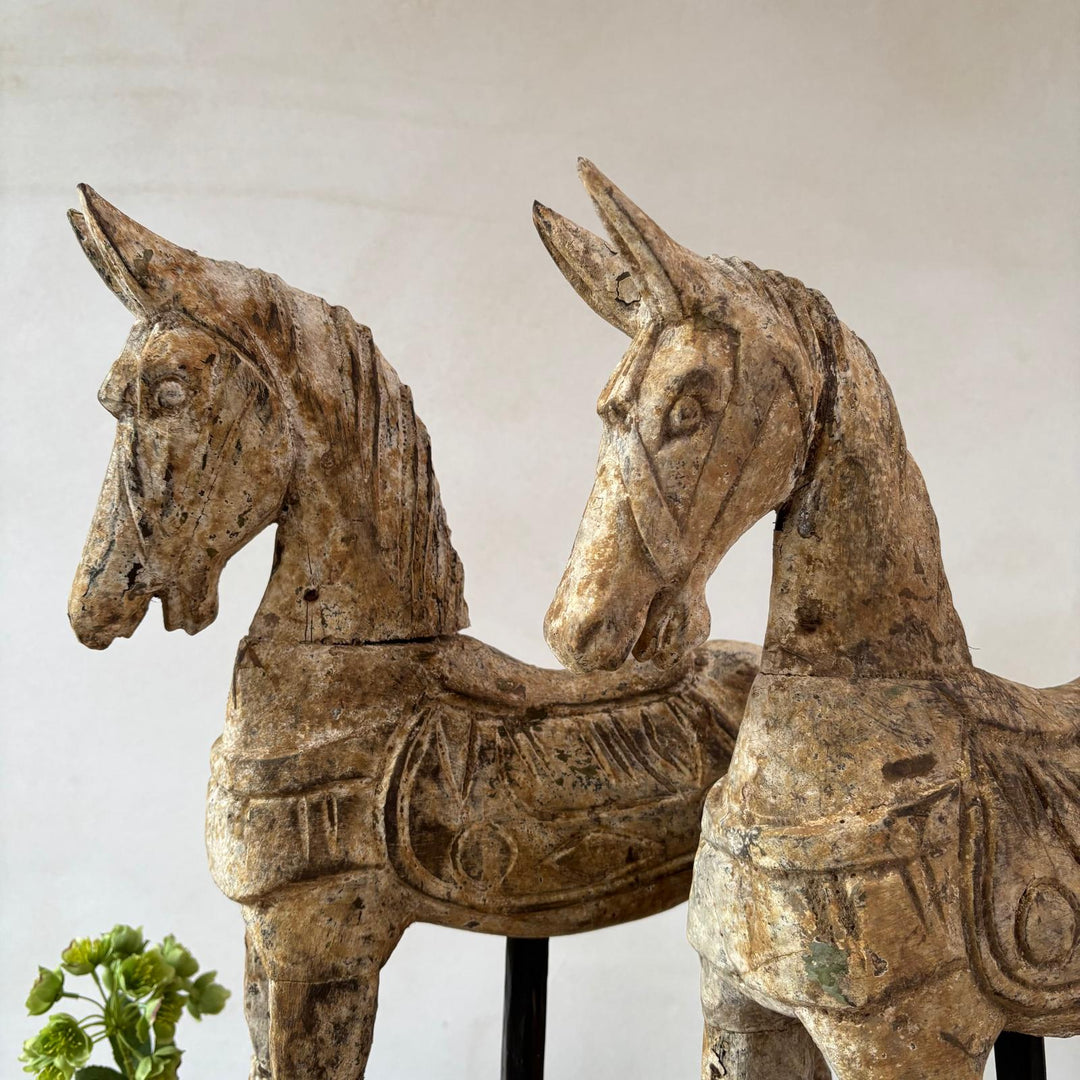 Rustic Wooden Horse On Stand