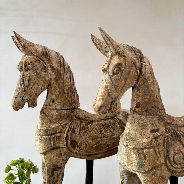 Rustic Wooden Horse On Stand