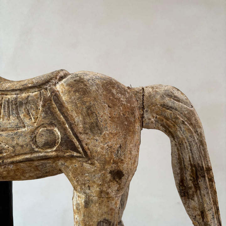 Rustic Wooden Horse On Stand