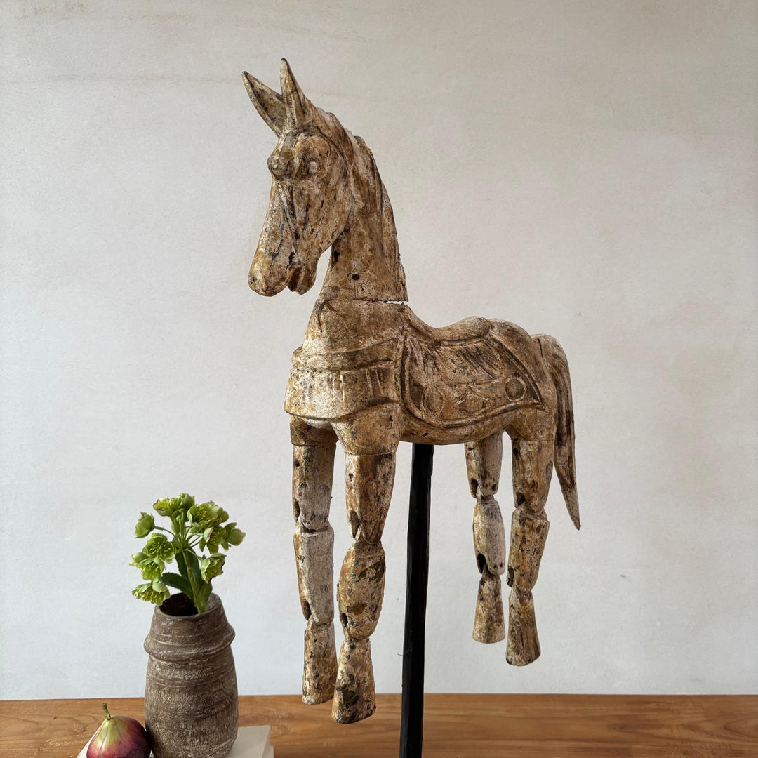 Rustic Wooden Horse On Stand