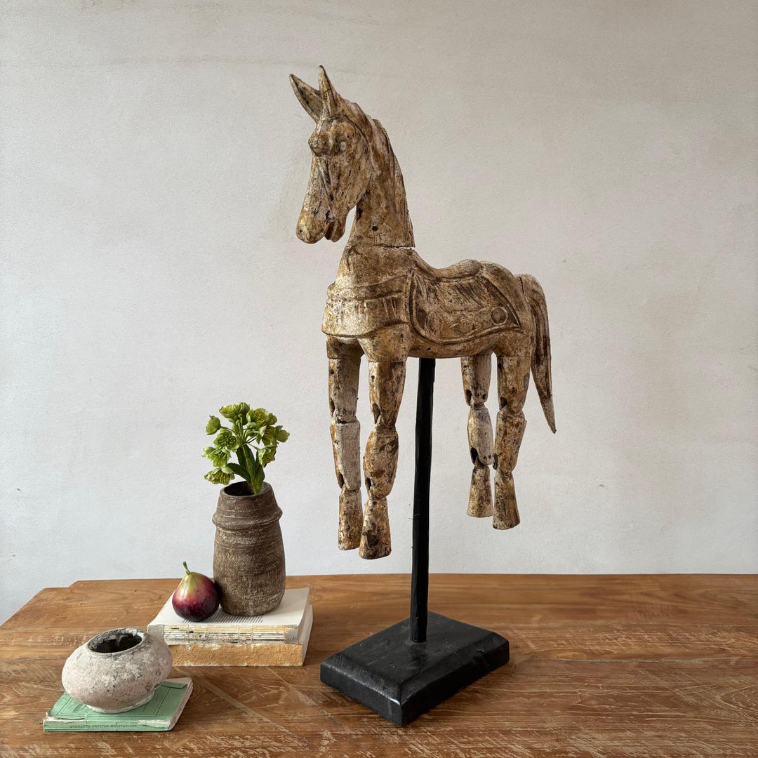 Rustic Wooden Horse On Stand