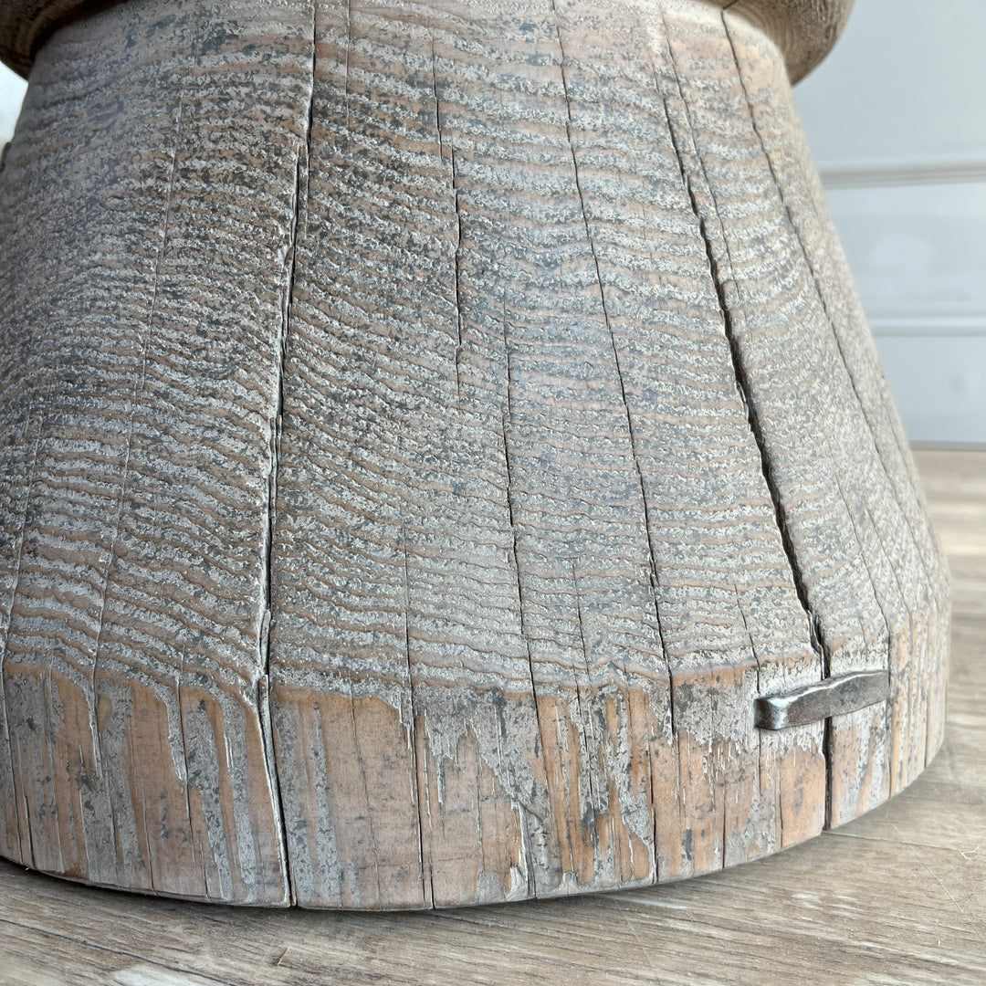 Rustic ancient elm wood round side table | Hidcote