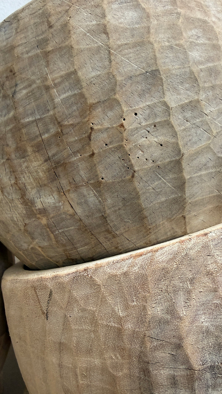 Vintage hand carved wooden dough bowl