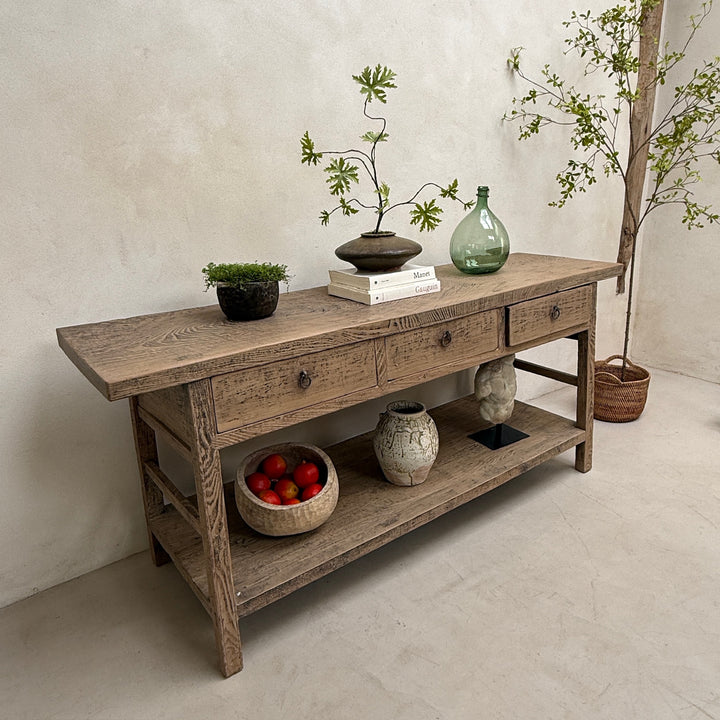 Extra Large Antique Elm Console Table | Bexley