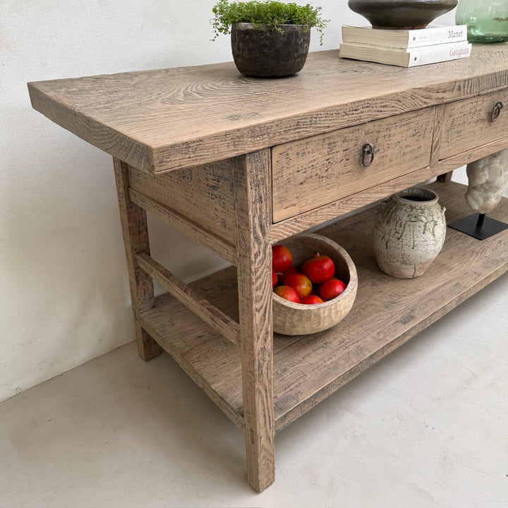 Extra Large Antique Elm Console Table | Bexley