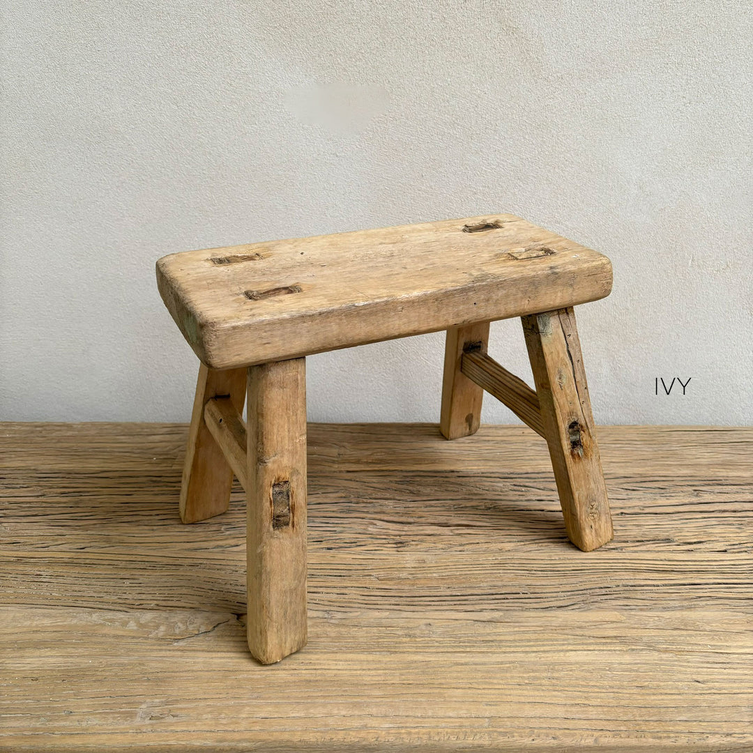 Antique rustic wood footstool (Select from photo)