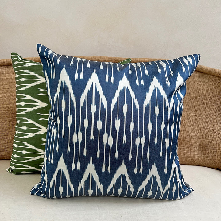 Ikat silk cushion | Shoyi blue