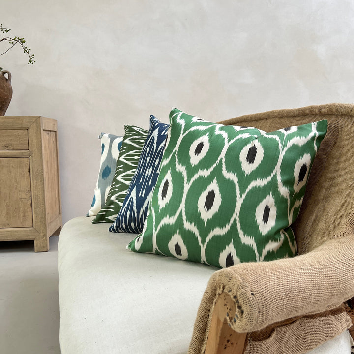 Ikat silk cushion | Tajik Green