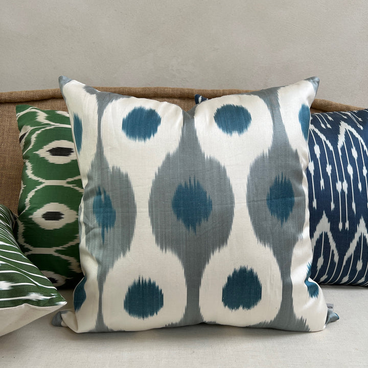 Ikat silk cushion | Tajik blue