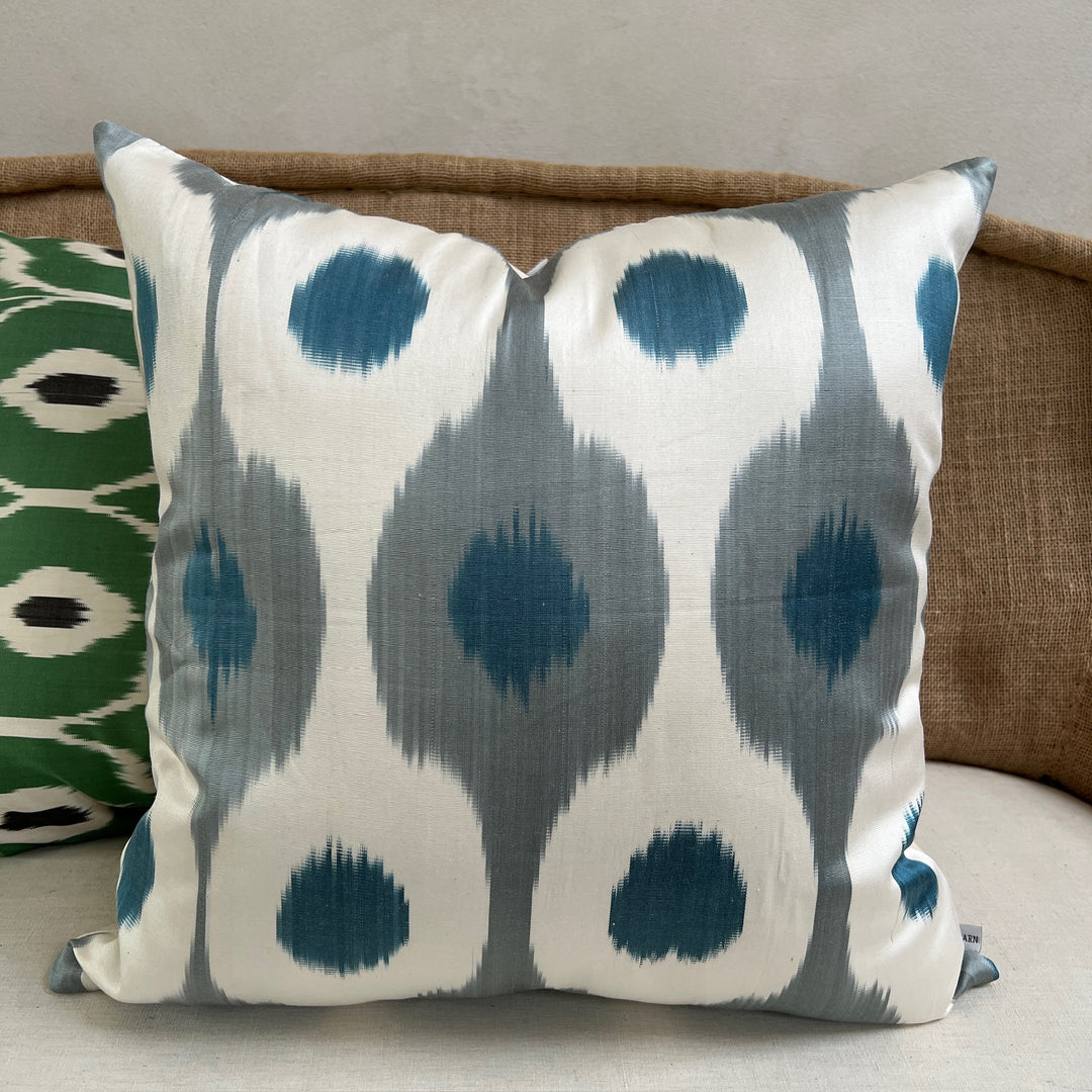 Ikat silk cushion | Tajik blue