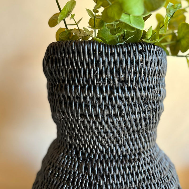 Large Black woven palm vase | Imani