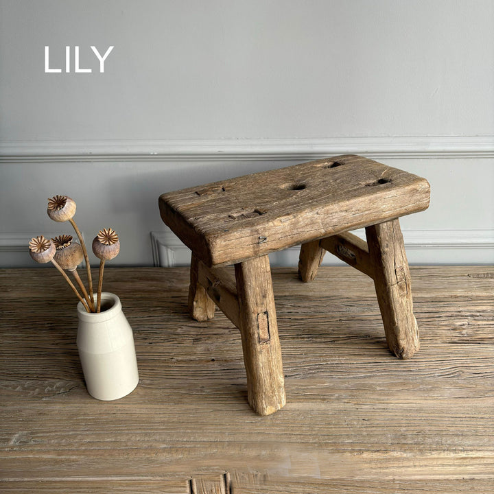 Antique rustic wood footstool (Select from photo)