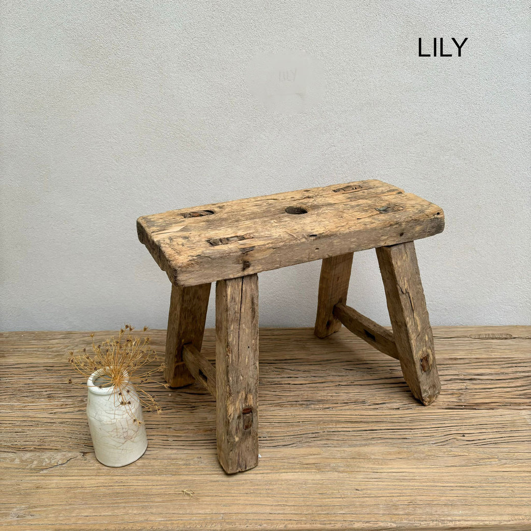 Antique rustic wood footstool (Select from photo)