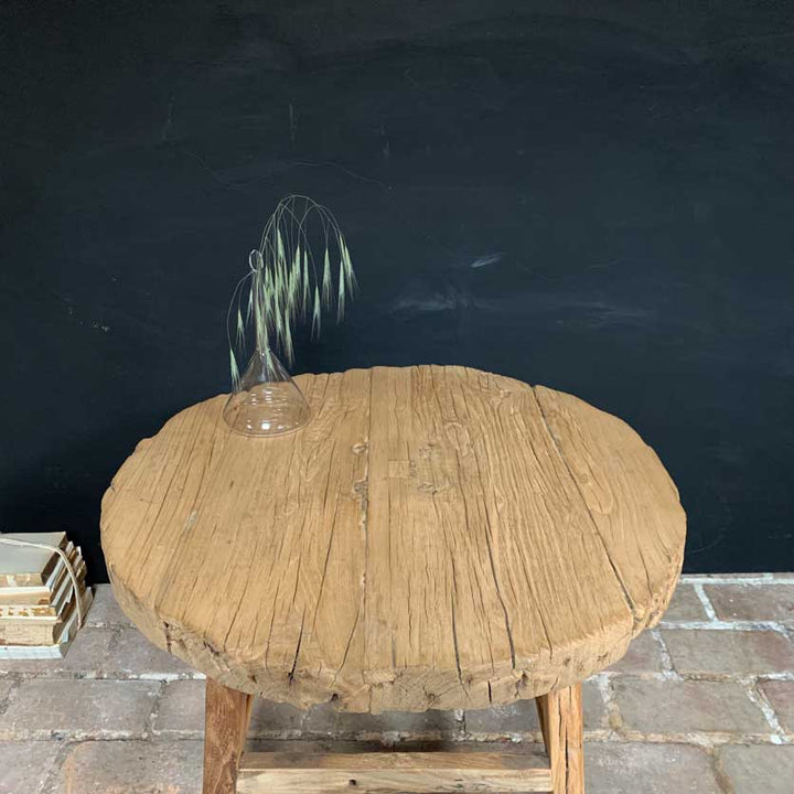 Large reclaimed elm round side table