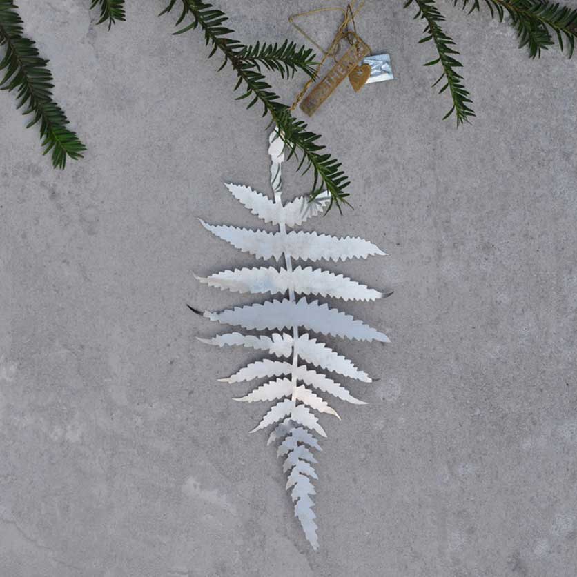 Large fern Christmas decoration Silver
